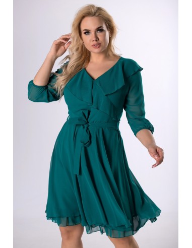 Plus Size Dress with V-neck and Voulant