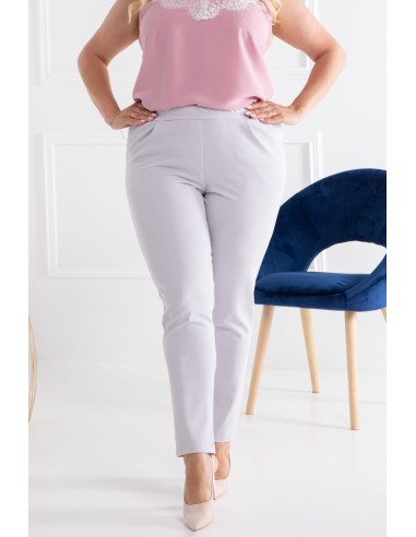 Plus Size Curvy Suit Pants with Elastic Waist and Pockets - ERYKA Grey