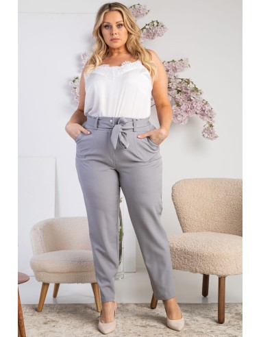 Plus Size Curvy Suit Trousers with Decorative Waistband
