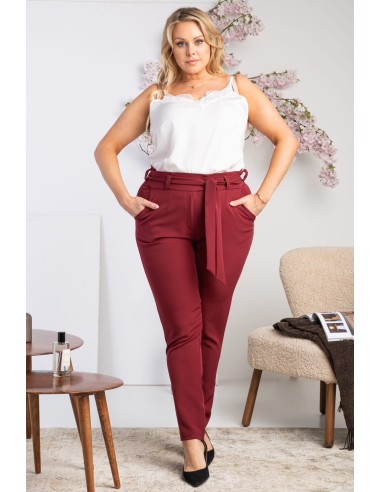 Plus Size Curvy Suit Trousers with Decorative Waistband