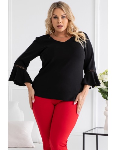 Plus size blouse with flared sleeves