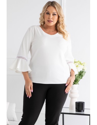 Plus size blouse with flared sleeves