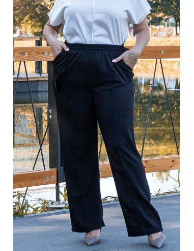 Plus Size Trousers High Full Waist With Pockets and Cuts Classic - ANSELMA Black