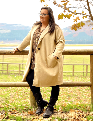 Plus Size Coat with Pockets and Button