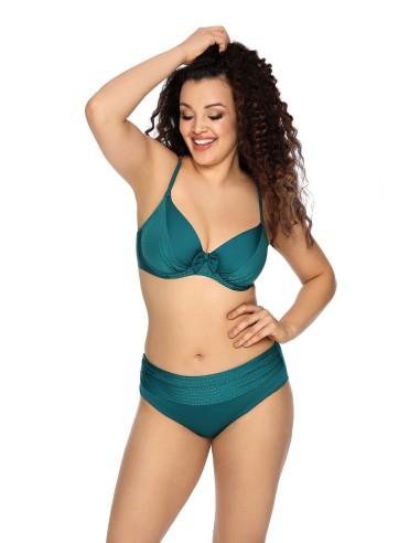 Classic Plus Size Swimsuit Briefs with Decorated Belt - Ava