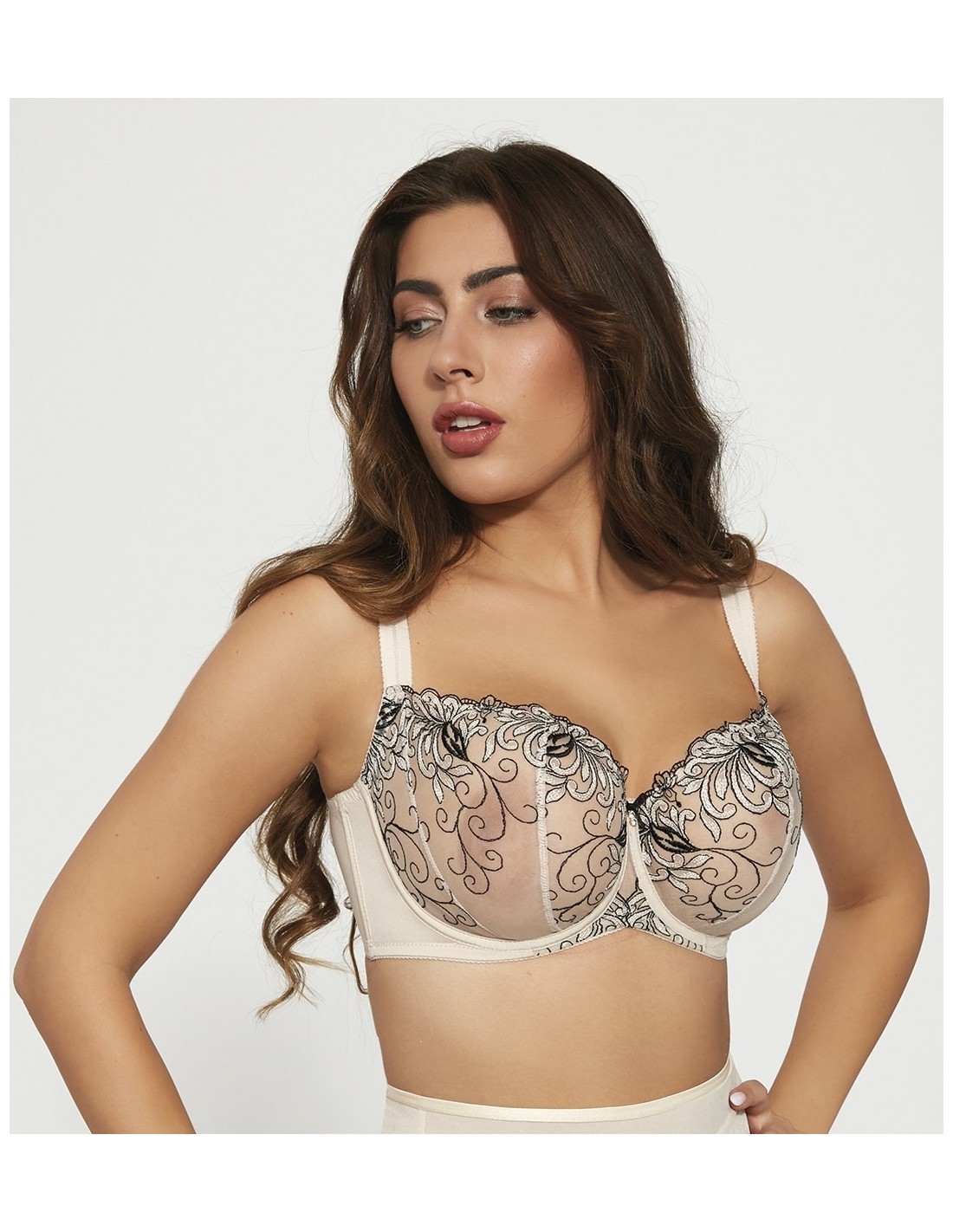Plus Size Bra with Tulle Soft Cups - Krisline CLAIRE
