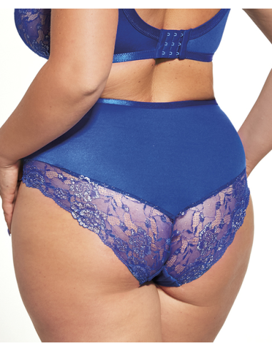High Waist Underpants plus sizes containing with lace and tulle inserts - SISI
