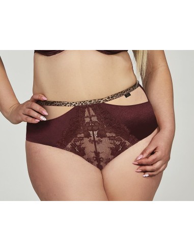 Plus Size Women's Underpants with High Waist and Leopard Inserts with Lace - Krisline SELENA