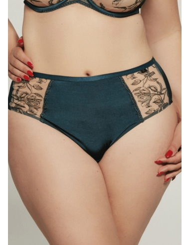 Plus Size Panties with Classic High Waist Cut COn Tulle Insert - Krisline FELICE