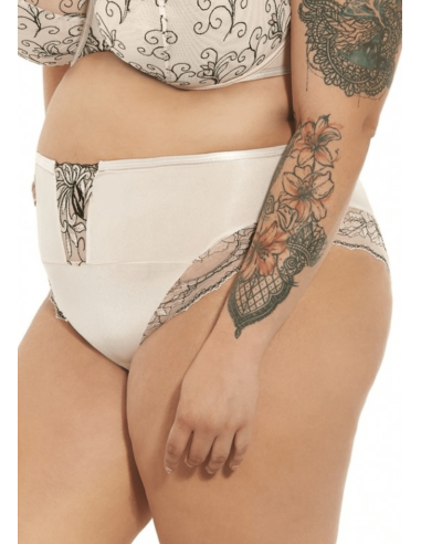 Plus Size Underpants High Waist Slightly Containing with Embroidery - Krisline CLAIRE