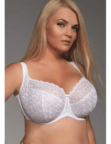 Plus Size Full Cup Bra with Soft Cups and Ferretti Side Reinforcement - Krisline BETTY White