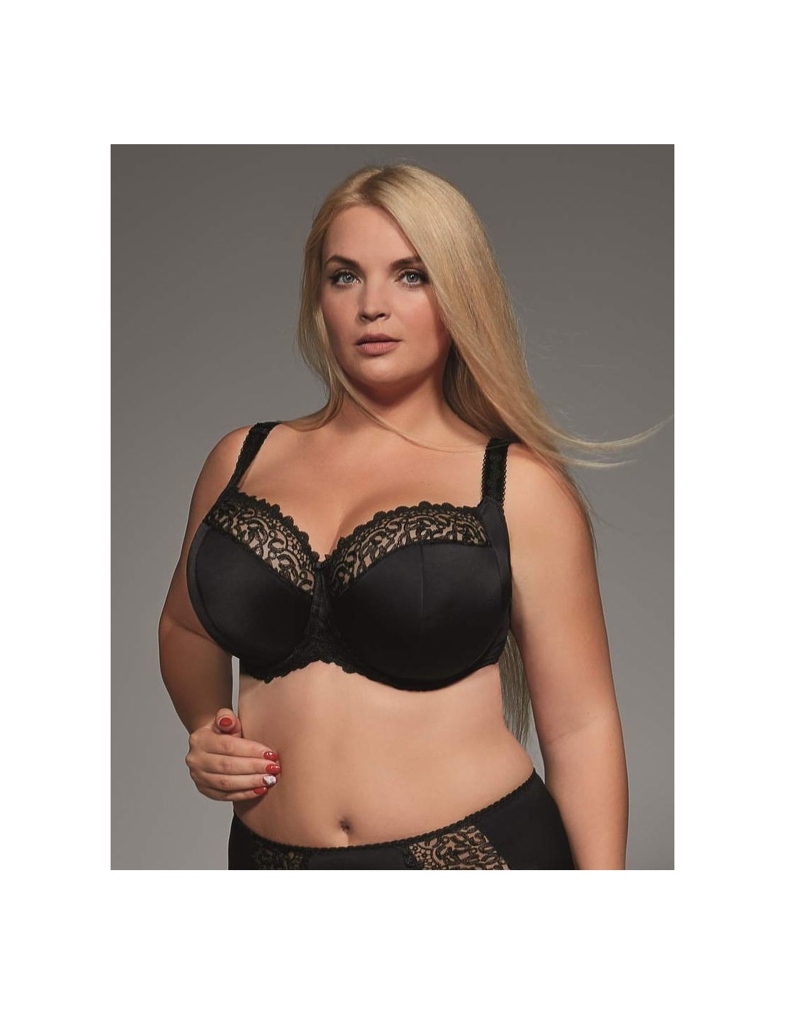 Plus Size Bra with Semi Padded Cups and Underwires with Lace - Krisline  BETTY Black