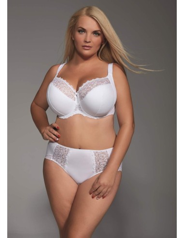 Plus Size Bra with Semi Padded Cups and Underwires with Lace - Krisline BETTY White