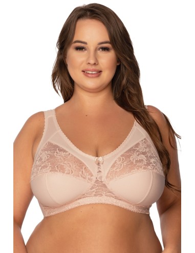 Plus Size Bra Without Underwire with Soft Delicate Lace Cups and Wide Straps - Gaia Melody