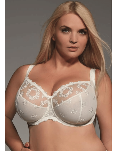 Plus Size Bra with Soft Cups and Underwires for Abundant Breasts - Krisline Fortuna Cream