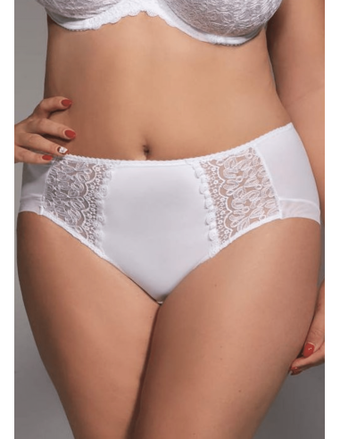 Women's Plus Size High Waist Panties with Classic Lace - Krisline BETTY White