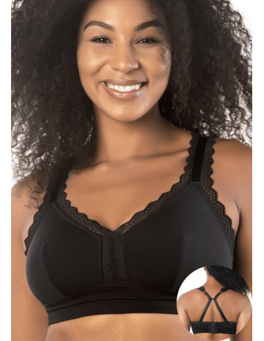 Bralette Bralette Without Underwire Comfortable Fabric Back Hooks - Parfait DALIS Black