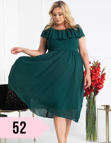 Plus Size Dress With Boat Neck and Ruffles - MILAN