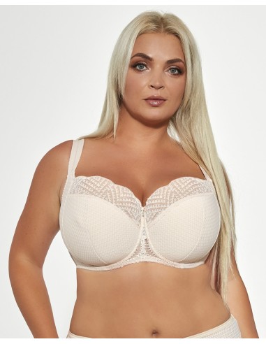 Plus Size Bra with Semi Padded Cups with Side Reinforcements for Distant Breasts - Krisline COOKIE