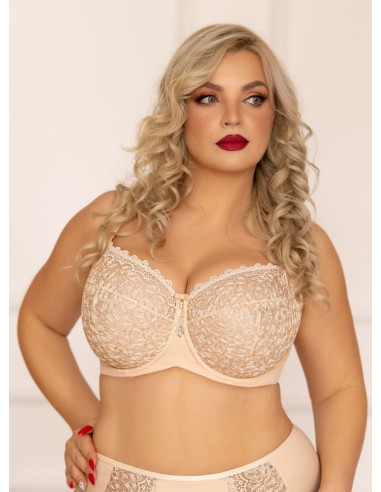 Plus Size Full Cup Bra with Soft Cups and Ferretti Side Reinforcement - Krisline BETTY Cappuccino