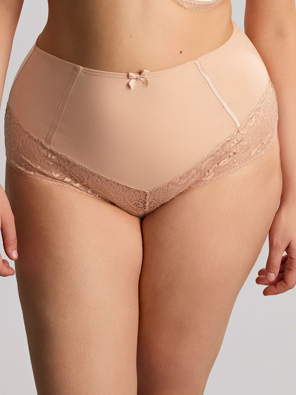Sculptresse Estel – Slip a Vita Alta in Pizzo e Microfibra Honey