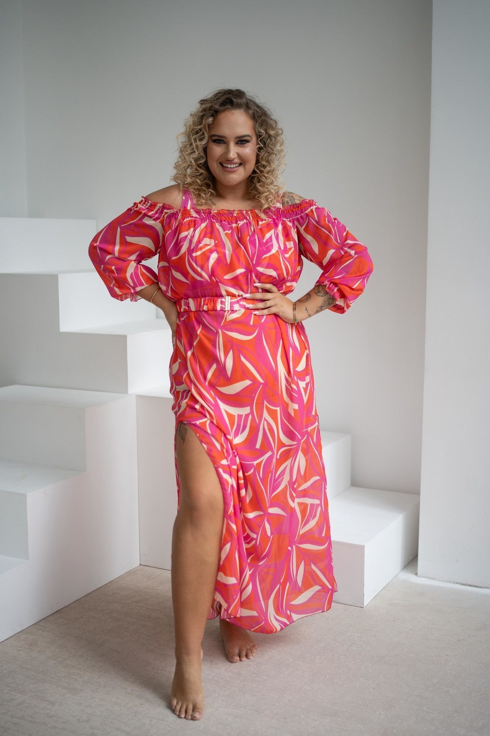 Abito Copricostume Plus Size con Scollo a Barca - KRISLINE TWIST