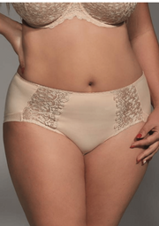 Mutande Donna Taglie Forti Vita Alta Con  Pizzo Classiche - Krisline BETTY Beige