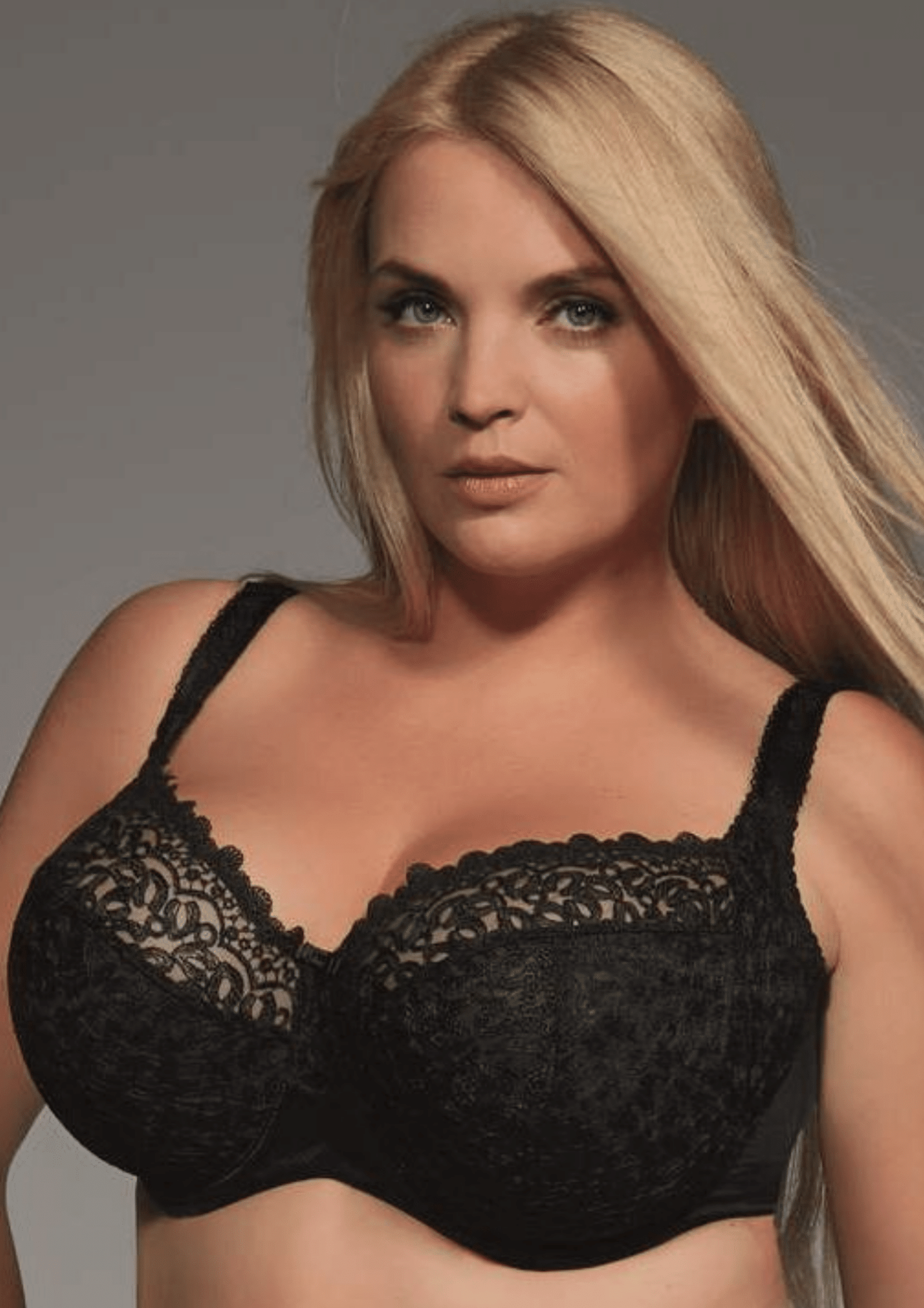 Reggiseno Taglie Forti A Coppa Intera Con Rinforzo Laterale Coppe Morbide e Ferretti - Krisline BETTY Nero
