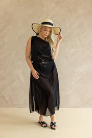 Abito Mare In Tulle Trasparente con Cinturino in Vita - KRISLINE BORA BORA