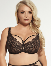 Reggiseno Curvy Per Donne con Seno Abbondante Coppe Morbide e Pizzo - Krisline CHOCOLATE