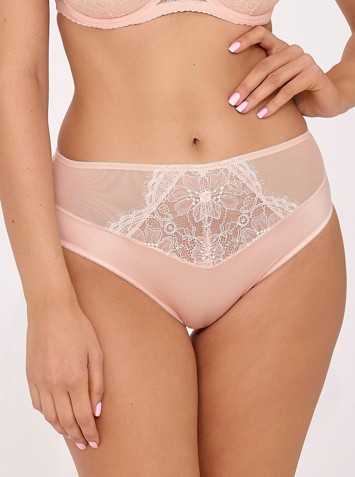 Slip brasiliana in microfibra, tulle e pizzo - Ava 2221