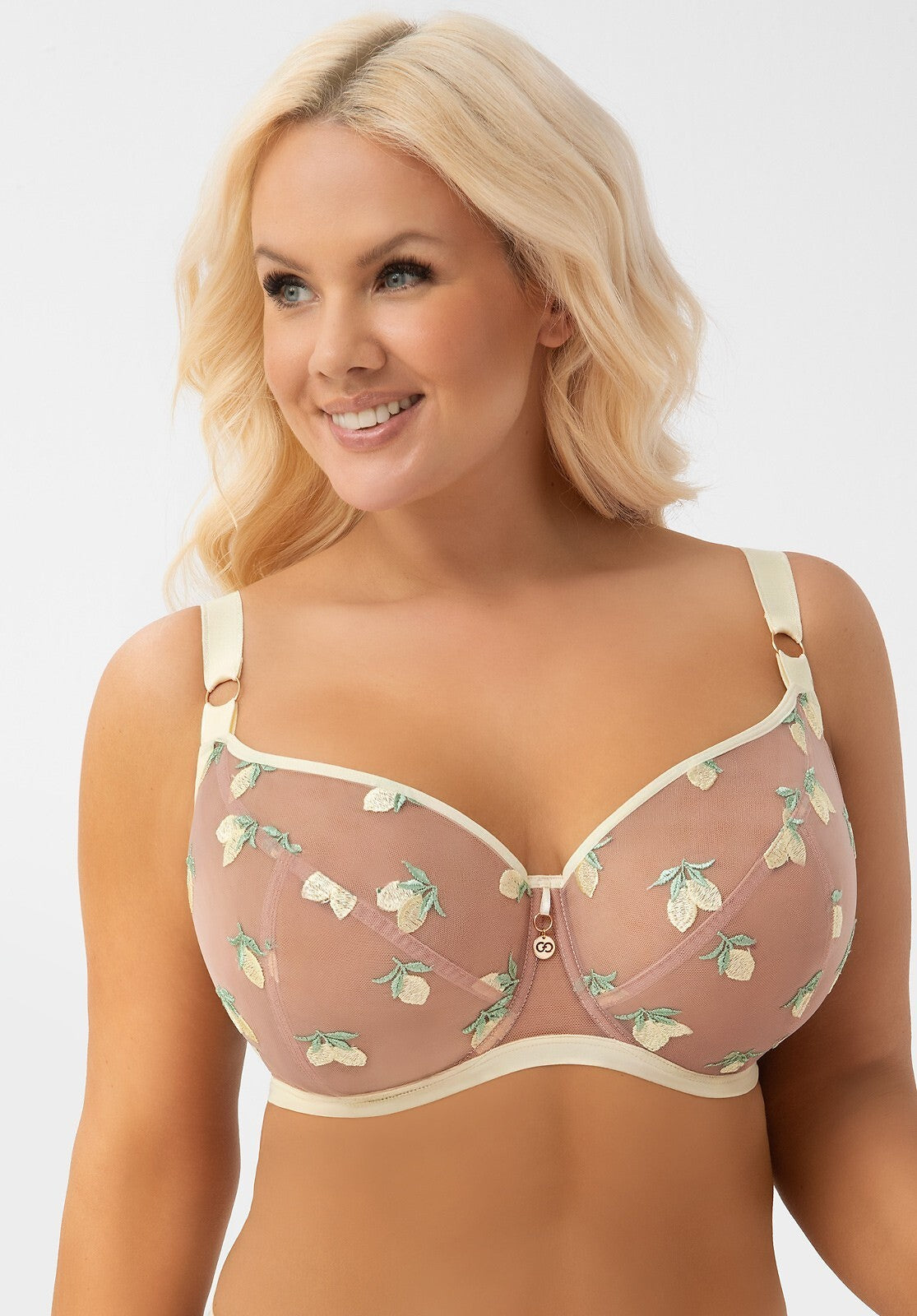 Reggiseno Coppa in Pizzo con Ricamo Fantasia Limoni GORSENIA CITRONELLA