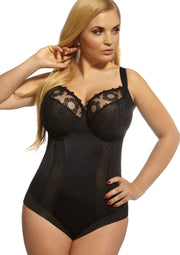 Guaina Body Taglie Forti Modellante e Contenitivo con Reggiseno Coppe Morbide e Ricami - Krisline FORTUNA