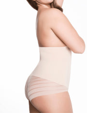 Guaina Modellante Vita Alta Che Modella Addome Con Silicone SLip Brasiliana - Julimex Biege