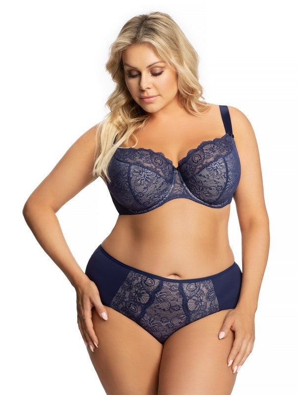 Reggiseno Taglie Forti Semi Imbottito Con Coppe Preformate - Gorsenia Blanca - Blu