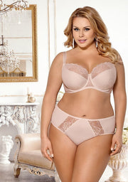 Mutande Vita Alta Taglie Forti Classico con Pizzo - Gorsenia Blanca Beige