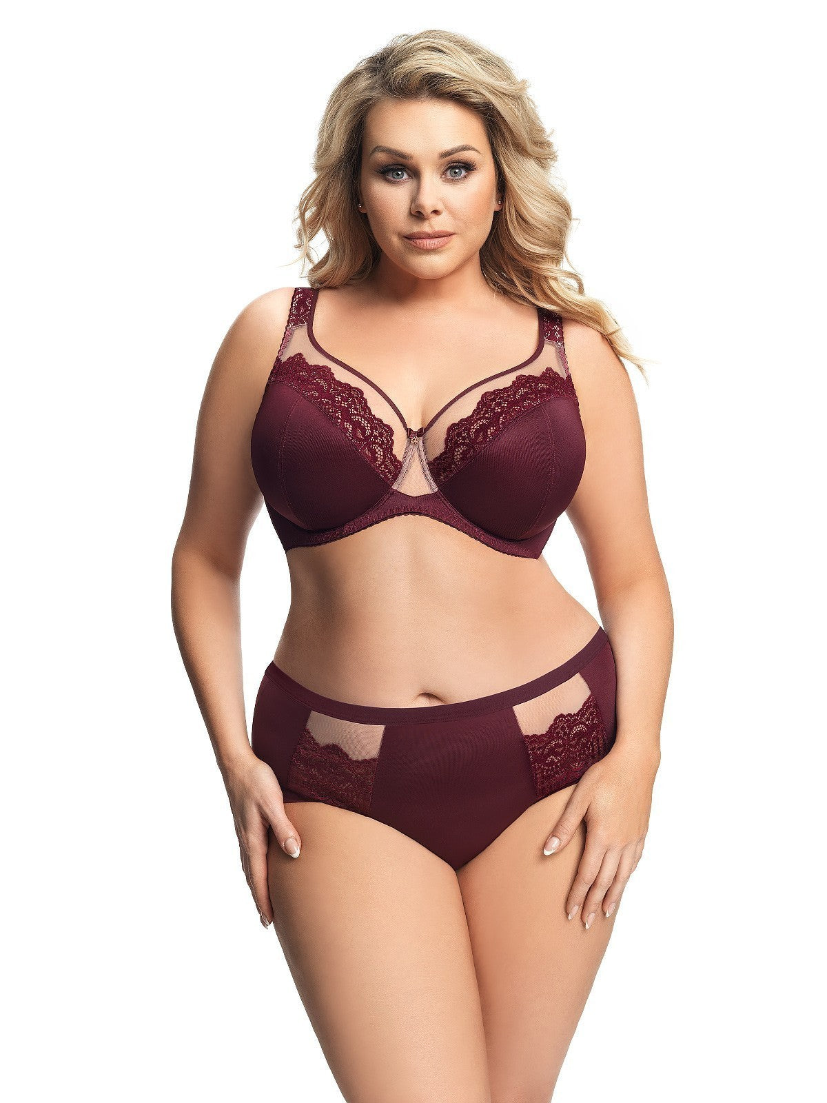 Reggiseno Taglie Forti Morbido con Pizzo - Gorsenia Luisse - Bordeaux