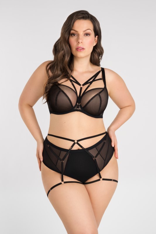 Reggiseno Plus Size con Coppe Intere Morbide e Laccetti Decorativi - GORSENIA JUST BLACK