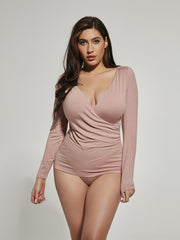 Maglia Curvy Incrociata con Scollo a V in Micromodal - Krisline SECOND SKIN