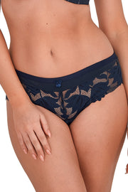 Mutanda Donna Plus Size con Taglio Brasiliana a Vita Media - Gaia 1135 BLU