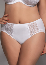Mutande Donna Taglie Forti Vita Alta Con  Pizzo Classiche - Krisline BETTY Bianco