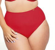 Mutande Taglie Forti Costume Da Bagno Classiche Vita Alta Contenitive Rosso - Krisline CAPRI