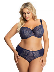 Mutande Vita Alta Taglie Forti Classico con Pizzo - Gorsenia Blanca Blu