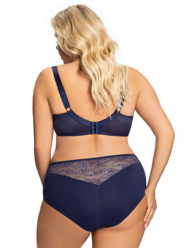 Mutande Vita Alta Taglie Forti Classico con Pizzo - Gorsenia Blanca Blu