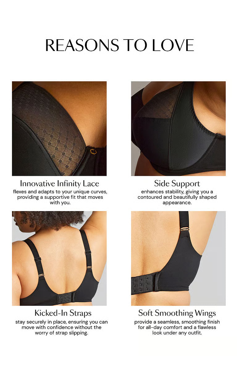Sculptresse Bliss – Reggiseno a Coppa Intera in Pizzo Elasticizzato Nero