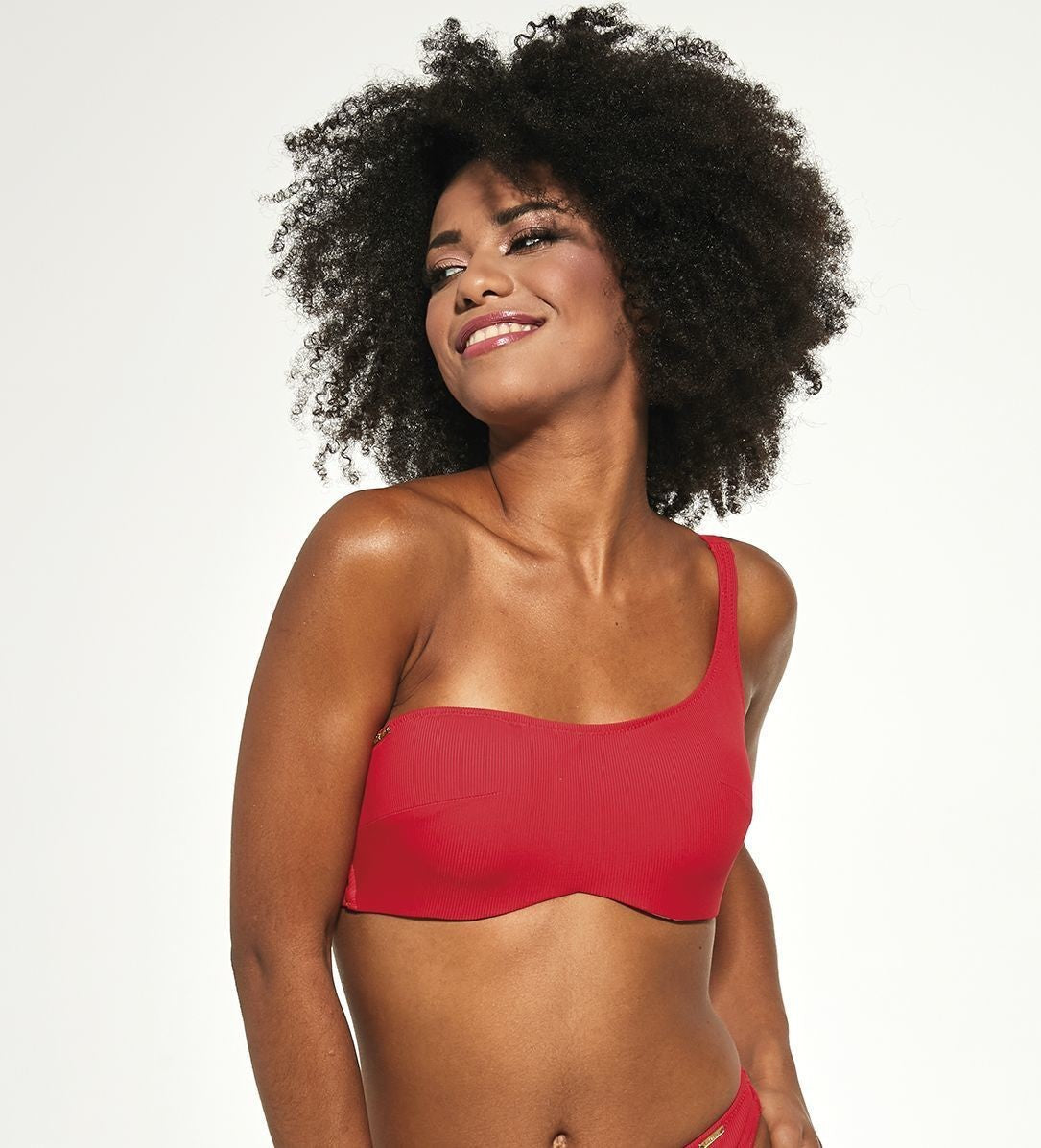 Reggiseno Costume Da Bagno Taglie Forti Asimmetrico Monospalle Con Ferretto e Coppe Sagomate Rosso - Krisline CAPRI