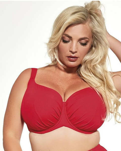 Reggiseno Costume Da Bagno Taglie Forti Con Coppe Grandi Morbide e Ferretto con Effetto Push Up Rosso - Krisline CAPRI
