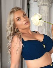 Reggiseno Costume Plus Size con Coppe Intere Morbide e Side Support - KRISLINE CALIFORNIA NAVY BLU