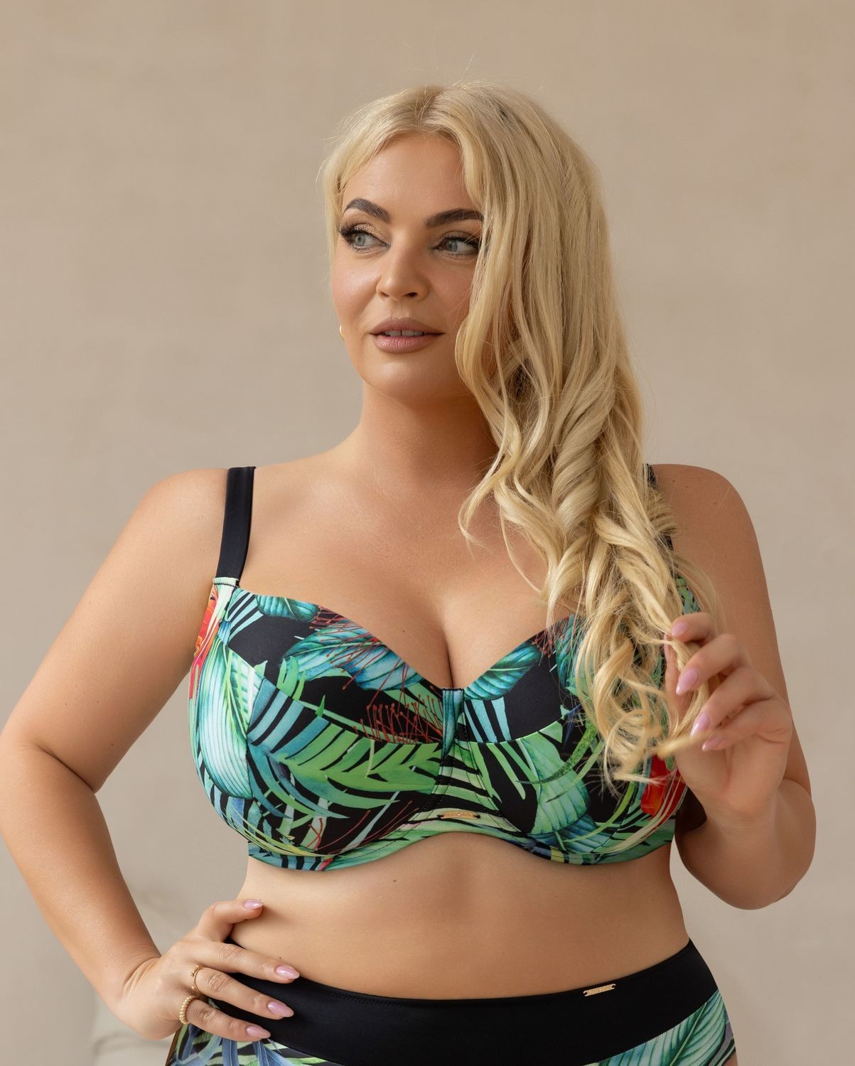 Reggiseno Costume Plus Size con Coppe Intere Morbide e Side Support - KRISLINE JUNGLE