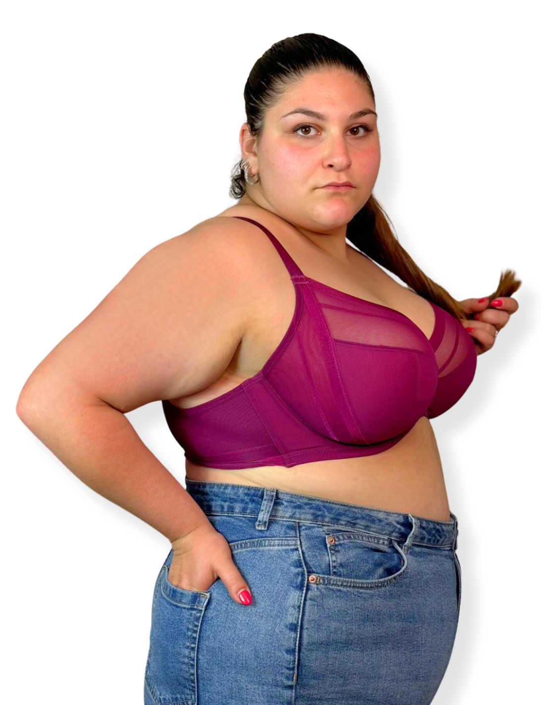 Reggiseno Plus Size Con Coppa Morbida Elasticizzata Intera Traspirante - PARFAIT SHEA VINO